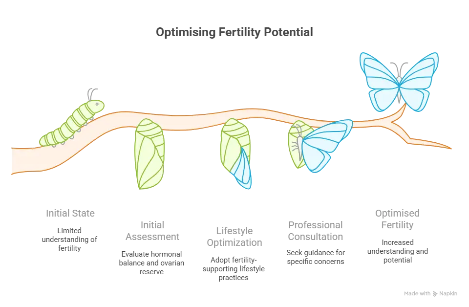 Female Fertility Age Chart: Eye-Opening Inputs from Best IVF Specialist in Chhatrapati Sambhajinagar (Aurangabad) 4 Stages of improving fertility, shown as a butterfly lifecycle