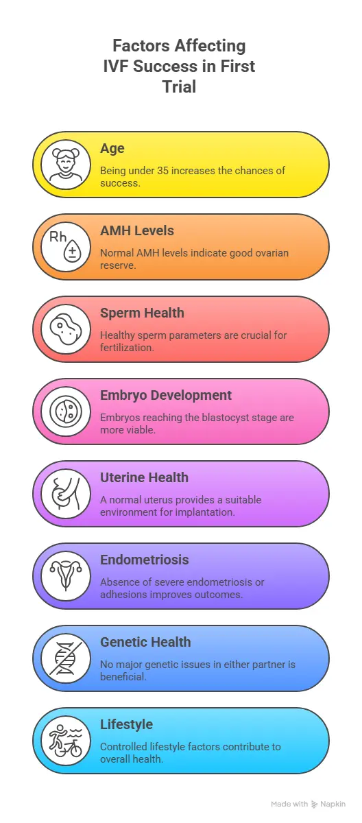 Factors affecting IVF success in the first trial